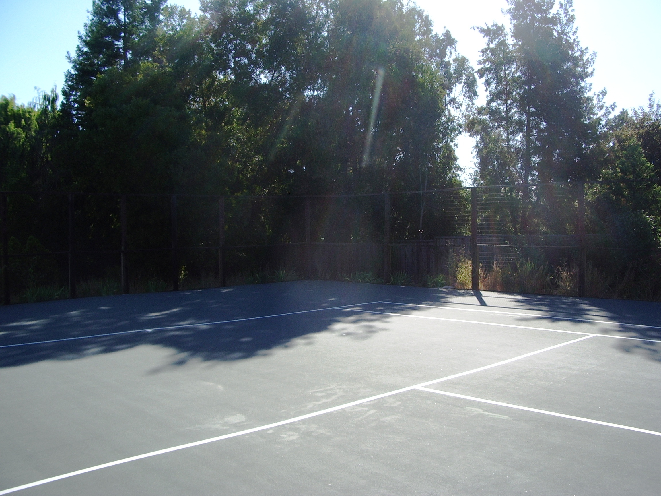 Looking around the tennis court.